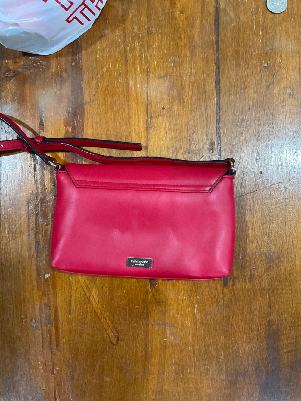 Kate Spade New York Red Smooth Leather Bow Crossbody Bag Flap Clutch - Picture 4 of 11
